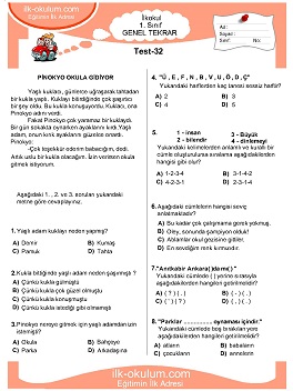 ilkokul 1. Sınıf Genel Tekrar Testleri 